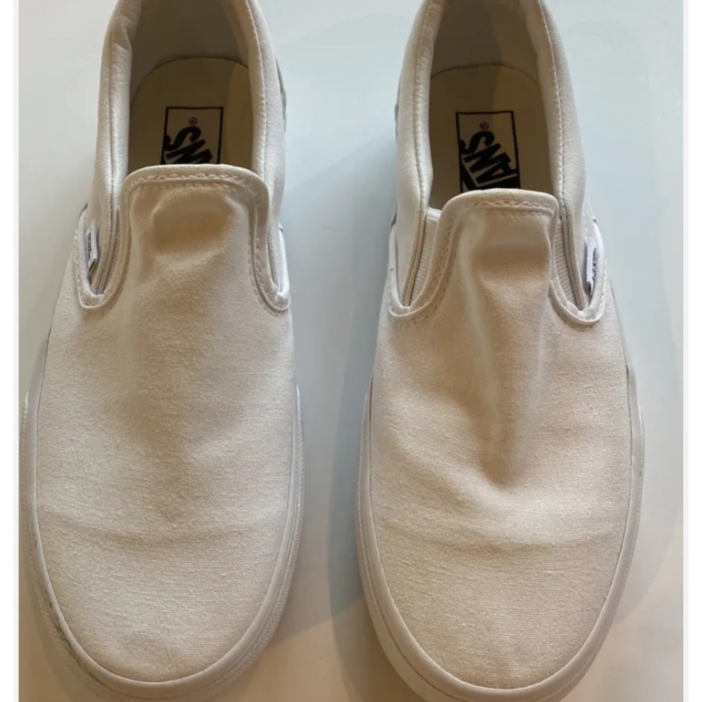 platform white Vans slip ons 8.5